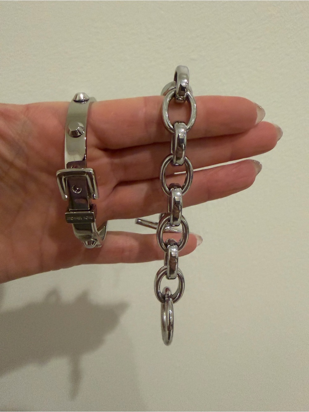 Michael Kors Silver Tone Link Bracelet and Buckle Cuff Set - never worn!